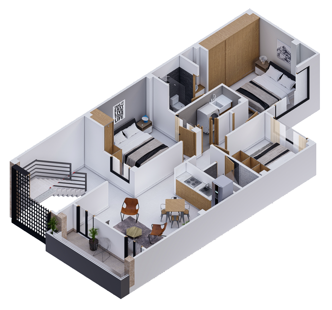Plano Arquitectónico Apartamento 2 (76.43 m2) - Casa Tipo 2