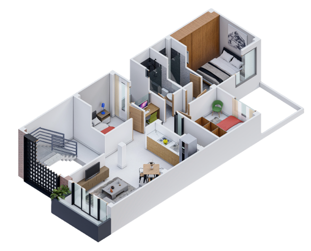 Plano Arquitectónico Apartamento 2 (68.00 m2) - Casa Tipo 6