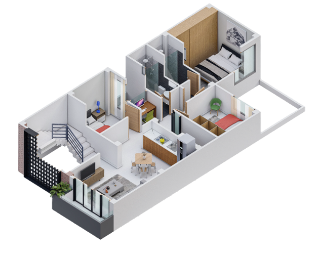 Plano Arquitectónico Apartamento 2 (66.36 m2) - Casa Tipo 7